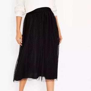 Loft Velvet Dot Midi Skirt Black 6